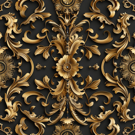 Seamless pattern in the style of baroque. Vector image.の素材