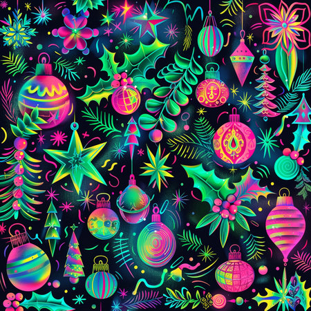 Christmas background with baubles and ornaments. Vector illustration.の素材