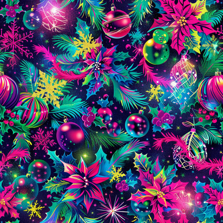Seamless pattern with Christmas ornaments. Vector illustration.の素材