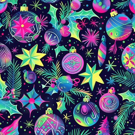 Seamless pattern with Christmas baubles. Vector illustration.の素材