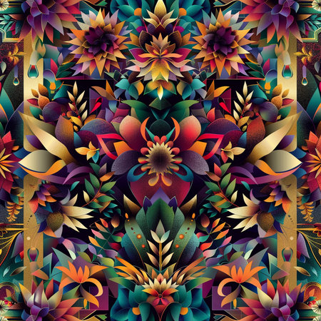 Seamless background pattern. Abstract fractal flower pattern. Computer generated graphics.の素材