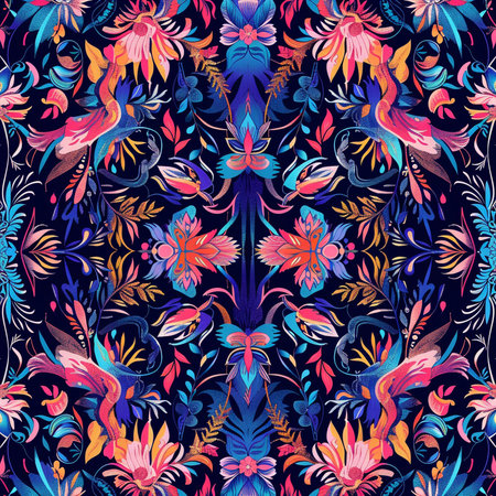 Seamless colorful floral pattern, vector background for your design.の素材