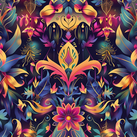 Seamless pattern with colorful flowers and butterflies. Vector illustration.の素材