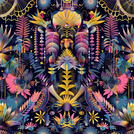 Seamless pattern with ethnic motifs. Vector illustration in boho style.の素材