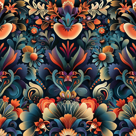 Seamless pattern with stylized floral ornament. Vector illustration.の素材