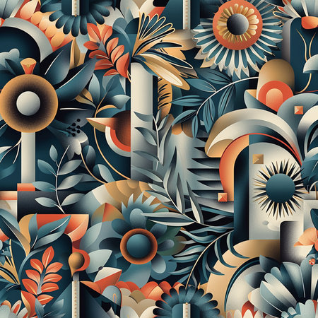Seamless background pattern. Abstract floral pattern. Vector illustration.の素材