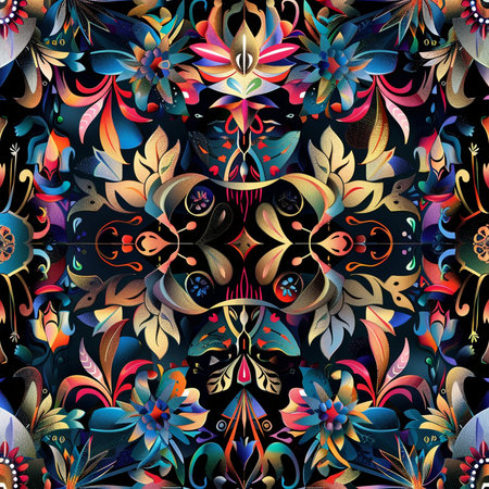 Seamless pattern of abstract flowers. Vector illustration. Hand-drawn.の素材