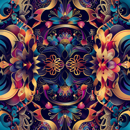 Seamless pattern with mandalas in indian style. Vector illustration.の素材