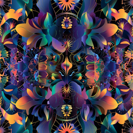 Seamless pattern with abstract flowers. Floral background. Vector illustration.の素材