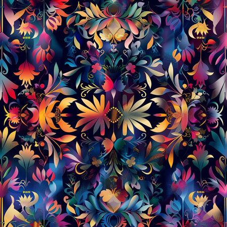 Seamless floral pattern with flowers and birds. Vector illustration.の素材