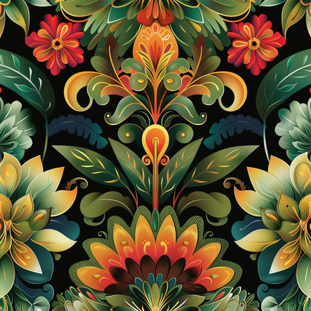 Seamless floral pattern with stylized flowers. Vector illustration.の素材