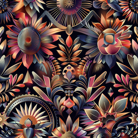 Seamless pattern with abstract flowers. Floral background. Vector illustration.の素材
