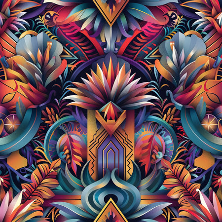 Seamless pattern. Colorful floral ornament. Vector illustration.の素材