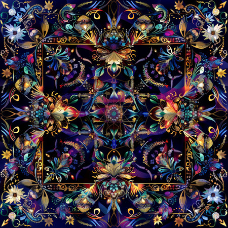 Seamless pattern with floral ornament. Traditional indian ornament.の素材