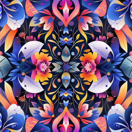 Seamless pattern with abstract floral ornament. Vector Illustration.の素材