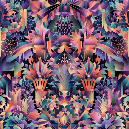 Seamless pattern with abstract flowers. Hand-drawn illustration.の素材