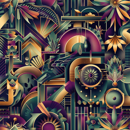 Abstract vector seamless pattern with geometric elements. Psychedelic background.の素材