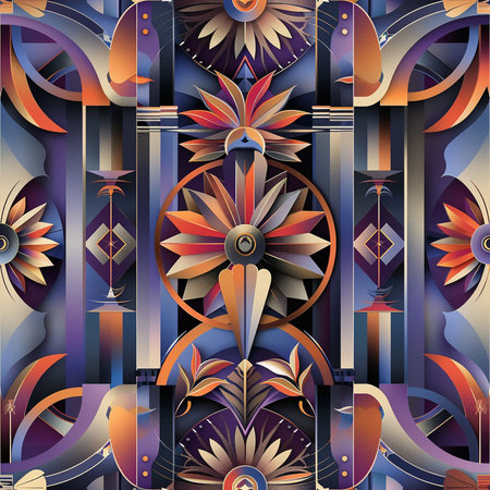 Seamless background pattern. Abstract geometric pattern with decorative elements.の素材