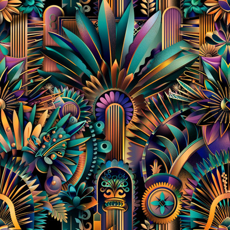 Seamless pattern with ethnic aztec elements. Vector illustration.の素材