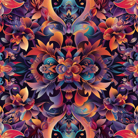 Seamless pattern with abstract flowers. Hand-drawn illustration.の素材