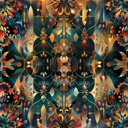 Seamless background pattern. Decorative floral ornament in ethnic style.の素材