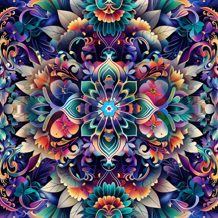 Seamless pattern with mandalas in indian style. Vector illustration.の素材