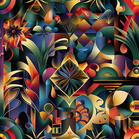 Seamless pattern with abstract geometrical shapes. Vector image.の素材