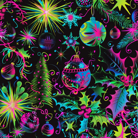 Seamless pattern with Christmas ornaments. Vector illustration.の素材