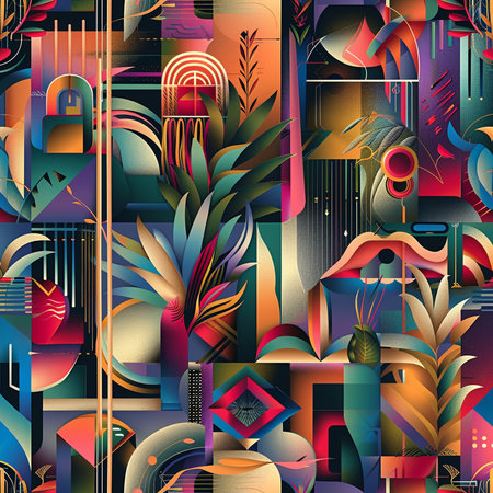 Seamless background pattern. Abstract geometric pattern in retro style.の素材