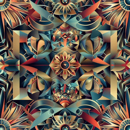 Seamless pattern with abstract colorful floral ornament. Vector image.の素材