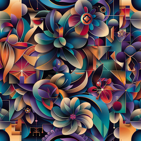 Seamless pattern with abstract flowers. Floral background. Vector illustration.の素材