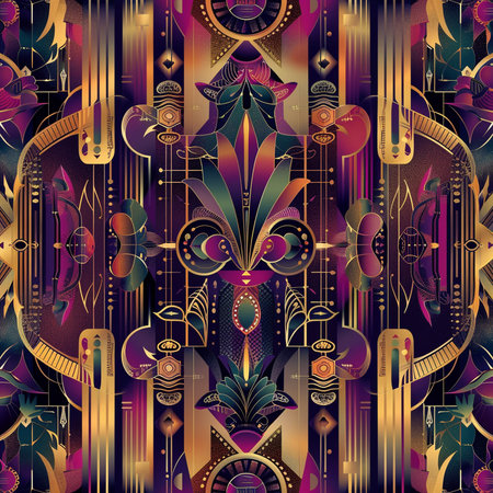 Seamless background pattern. Abstract geometric pattern in ethnic style.の素材