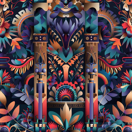 Seamless pattern with indian ornaments. Vector illustrationの素材