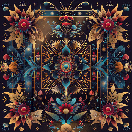 Vintage ornamental background with floral ornament. Vector Illustration.の素材