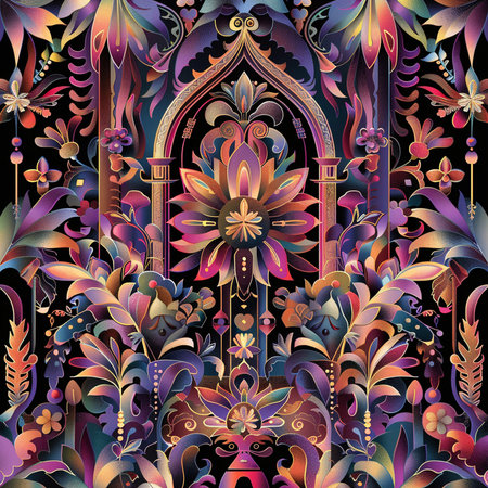 Seamless pattern with traditional arabic ornament. Colorful vector background.の素材