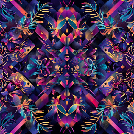 Seamless background pattern. Abstract geometric symmetric pattern in low poly style.の素材