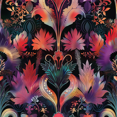 Seamless pattern with abstract floral ornament. Hand-drawn illustration.の素材