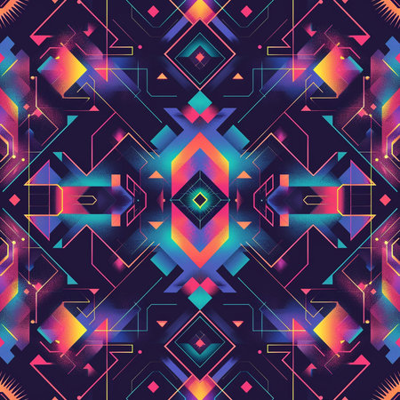 Seamless background pattern. Abstract geometric pattern in neon colors.の素材