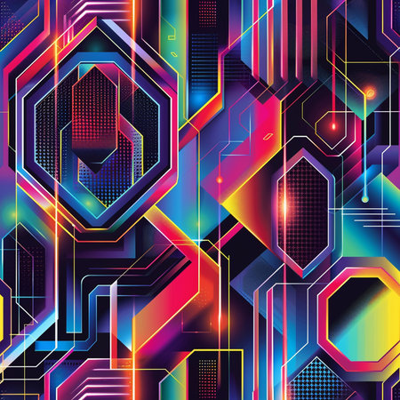Abstract technology background with colorful geometric elements. Vector illustration for your designの素材