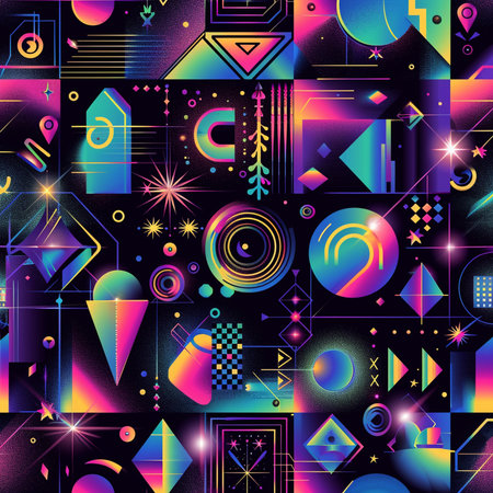 Abstract seamless pattern with geometric shapes. Colorful background. Vector illustration.の素材