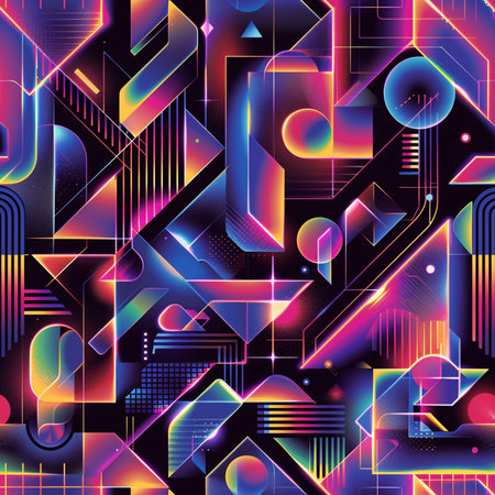 Seamless background pattern. Abstract geometric pattern in neon colors.の素材