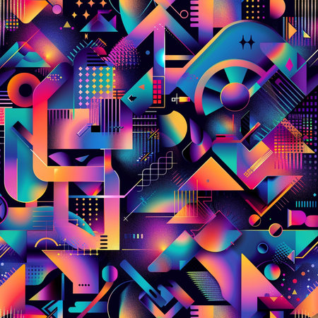 Geometric seamless pattern in 80s-90s style. Abstract background. Vector illustration.の素材