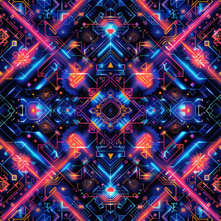 Neon background with geometric pattern. Vector illustration. Eps 10.の素材