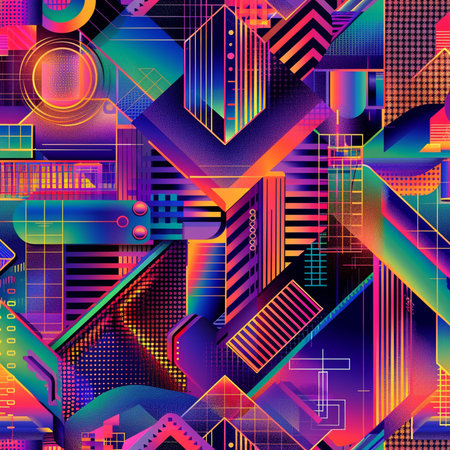 Seamless geometric pattern in 80s style. Vector illustration.の素材