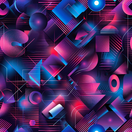 Abstract geometric seamless pattern in the style of the 80s. Vector illustration.の素材