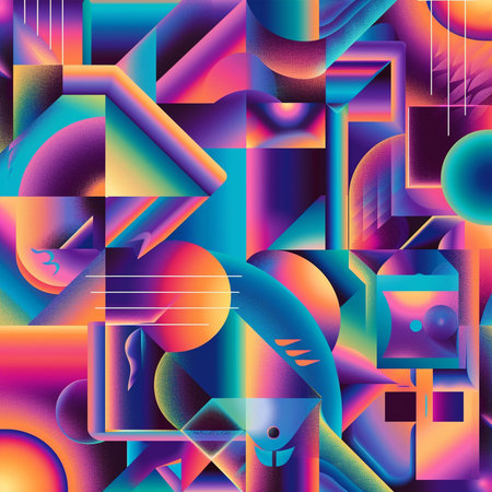 Abstract seamless pattern with geometric elements. Colorful background. Vector illustration.の素材