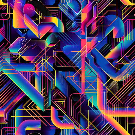 Seamless background pattern. Abstract geometric pattern in 80s style.の素材