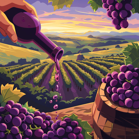 Wine production, winemaking and winemaking, vector illustrationの素材