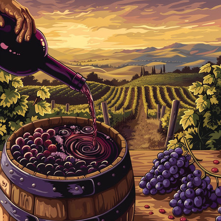 Wine tasting in Tuscany, Italy. Vector illustration.の素材