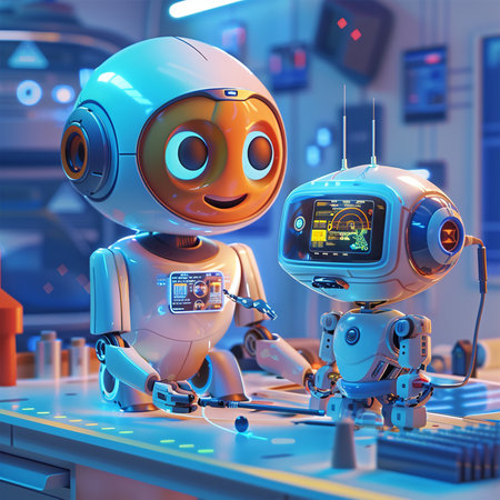 3d rendering robot working in the laboratory, artificial intelligence concept.の素材